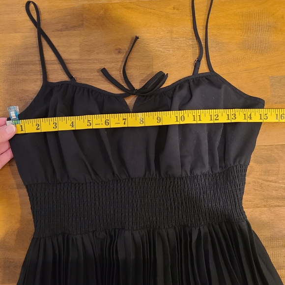 J.Crew Black Smocked Waist Pleated Skirt Midi Dress - Picture 6 of 9